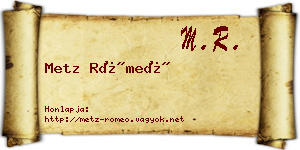 Metz Rómeó névjegykártya